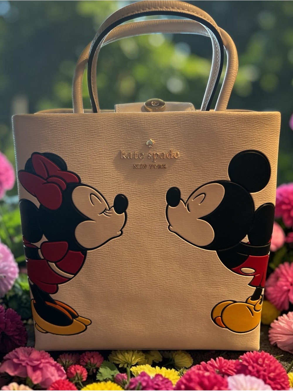 kate spade White Mickey & Minnie Kiss Leather Satchel